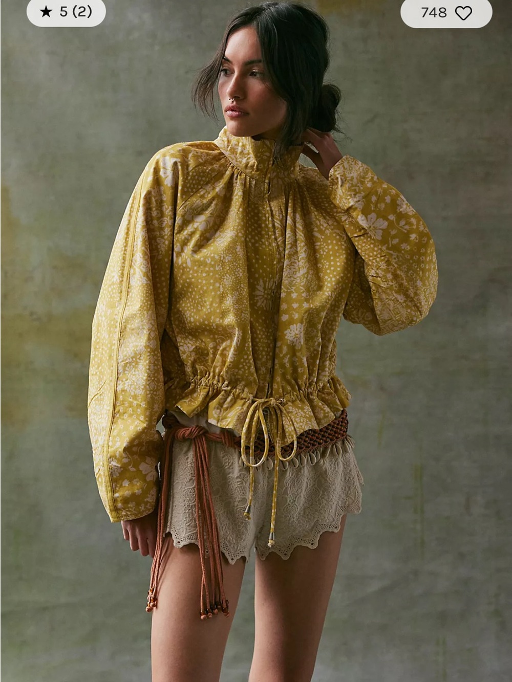 NWT Free people Devon Printed Balloon Funnel Neck Jacket Small